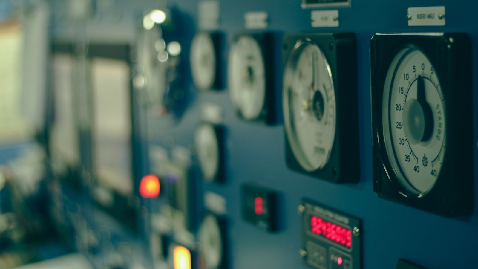 Industrial control panel with precision pressure gauges